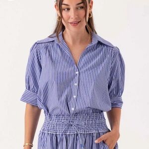 SUNDAYS SEA BLUE STRIPE KLARIZA SHIRT size medium
